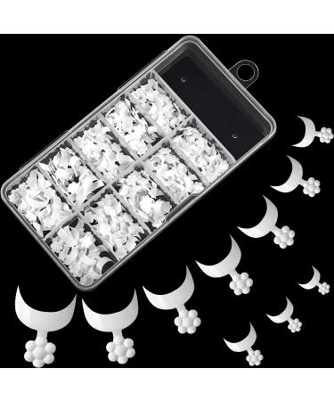 100 Pieces French Short Style False Nails 10 Sizes Finger Sticker Extension Tool Acrylic False Nail Tips with Case for DIY Nail Salons White