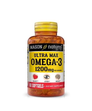 MASON NATURAL Ultra Max Omega 3 1200 mg Daily Support for Eye Brain and Heart 60 Softgels