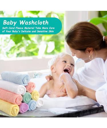 24-Pack Microfiber Coral Fleece Baby Washcloths 7x9 inch - Extra Absorbent & Soft Towels for Newborns, Infants & Toddlers - Gentle on Sensitive Skin - HOMEXCEL - Buy Online on GoSupps.com