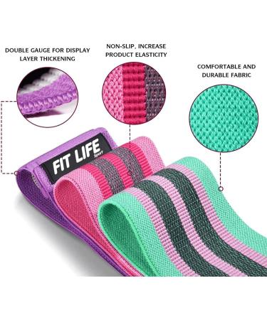 Fit Life Sport Resistance Exercise Bands Fabric Non Slip Hip Bands for Squats Legs Butt Thigh and Hip Workout Thick Wide Fitness Loop for Men & Women. Workout Guide Included - Buy Online on GoSupps.com