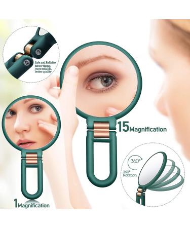Willbond 2 Pieces 15x Magnifying Handheld Mirror and 10x Travel Makeup Mirror - Double Sided Pedestal Mirror with 1/15x and 1/10x Magnification (Green) - Buy Online on GoSupps.com