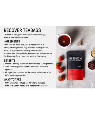 Recover Tea - Rooibos Tea with Berry & Ashwagandha | 30 Pyramid Tea Bags - Buy Online on GoSupps.com