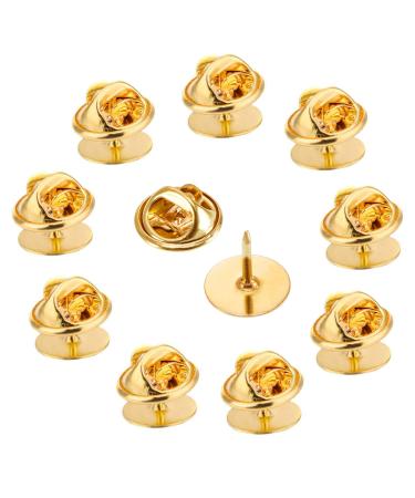 100 Pack Butterfly Clutch with 10MM Blank Pins CBTONE Gold Tie Tacks Blank Pins with Clutch Back for Craft Making Badge Insignia Citation Bars Service Bars Toy Pins and Jewelry Making