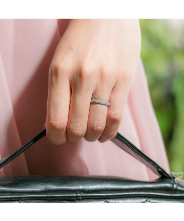 ThunderFit Women's Breathable Silicone Wedding Bands - Unique Braided Designs, Black/Grey/Thin Rose Gold, Size 8.5-9 (18.9mm) - Buy Online on GoSupps.com