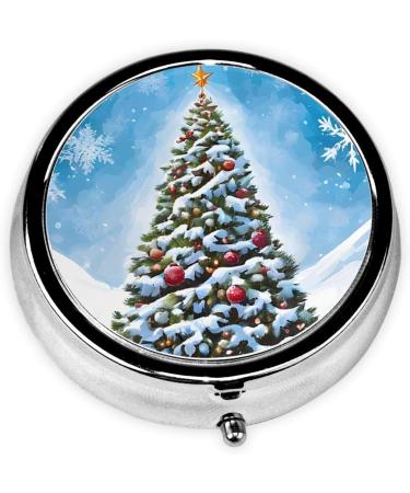 Christmas Trees Pill Box | 3 Compartment Portable Travel Medicine Organizer | Mini Decorative Pocket Purse for Vitamins & Tablets - Buy Online on GoSupps.com
