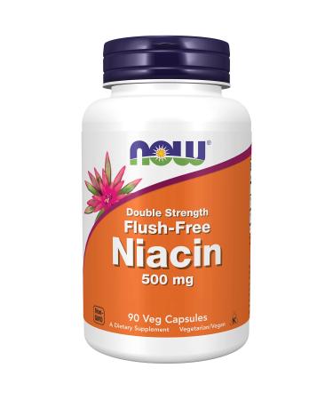 Now Foods Niacin Without Flusheffect 500mg 90 Vegan Capsules Lab-Tested Vitamin B3 Soy Free Gluten Free Vegetarian
