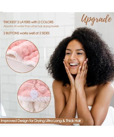 JEFFSUN Microfiber Hair Drying Towel Wrap - Super Absorbent Hooded Turban for Women | 2 Colors Extra Thick for Long Curly Wet Hair - Buy Online on GoSupps.com