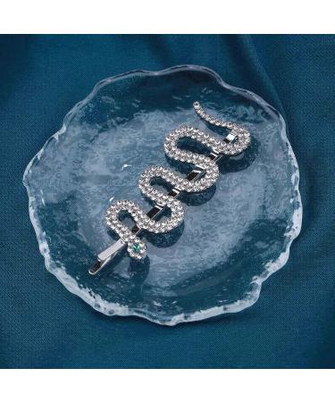 Iaceble Boho Crystal Serpent Hair Barrette - Silver Snake Hairpin with Rhinestones | Women's Sparkly Hair Accessory - Buy Online on GoSupps.com