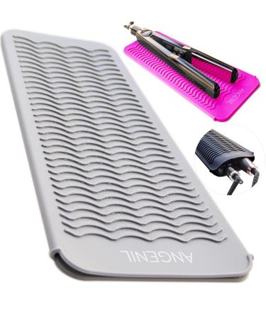 ANGENIL Professional Silicone Heat Resistant Mat Pouch for Hair Straightener  Curling Iron and Flat Iron  Portable Travel Mat and Cover for Hair Styling Tools  Grey