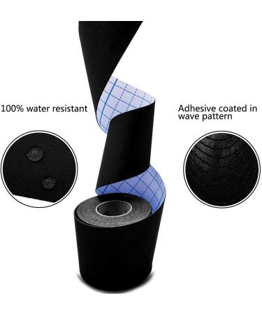 Pre-Cut Black Kinesiology Sports Tape - 20 Pieces, 5cm x 5m - Prevent Muscle Damage, Protect Joints, Relieve Pain - Buy Online on GoSupps.com