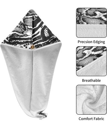 Python Print Dry Hair Cap Set - 2 Piece Quick Dry Towel with Button Headband - Super Absorbent & Soft - Buy Online on GoSupps.com
