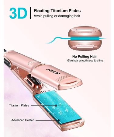 BCway 1.5 Wide Plate Hair Straightener Flat Iron - Adjustable Temperature, Digital LCD, 3D Titanium Plates - Rose Gold - Perfect for All Hair Types - Buy Online on GoSupps.com