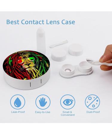 Reggae Rasta Flag Lion Contact Lens Case - Portable Kit with Mirror | Cute Lens Holder for Travel - Buy Online on GoSupps.com