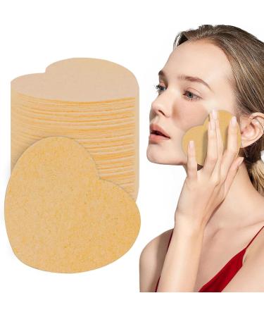 Compressed Facial Sponges | Heart Shape Natural Cosmetic Spa Sponges Cellulose Facial Sponges for Facial Washing Pore Cleaning Scrubber Bathing Household Skin Color - Buy Online on GoSupps.com