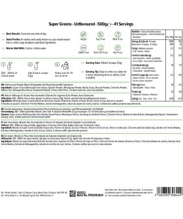 Super Greens Protein Powders | Tasteless 500g | The Protein Works | Ultimate Green Vitamin Shake - Buy Online on GoSupps.com