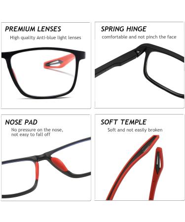 Hubeye TR90 Sport Reading Glasses for Men & Women - Flexible Anti-Blue Light Computer Glasses High-Quality Comfort Black/Gray 1.0 Diopters - Buy Online on GoSupps.com
