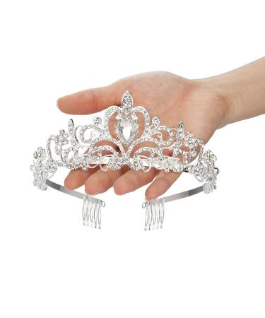 Makone Crystal Queen Crown for Women and Girls - Princess Tiara Headband for Wedding, Birthday, Halloween Costume - Silver - Buy Online on GoSupps.com