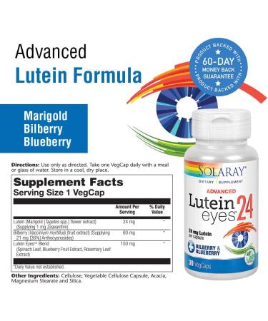 Solaray Advanced Lutein Eyes 24 mg - 30 Vegan Capsules for Eye Health - Buy Online on GoSupps.com