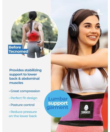 Tecnomed Back Brace for Men & Women - Relief for Back Pain Herniated Disc Sciatica & Scoliosis - Breathable Lower Back Belt for Weightlifting & Posture Correction - Pink Medium - Buy Online on GoSupps.com