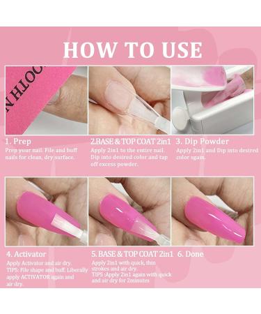 Dipping Powder Liquid Set Nail Dip Powder Liquid with 15ml 2 in 1 Base & Top Coat Activator and Brush Saver for Dip Powder Starter Kit No UV/LED Nail Art Manicure for Home DIY Salon - Buy Online on GoSupps.com