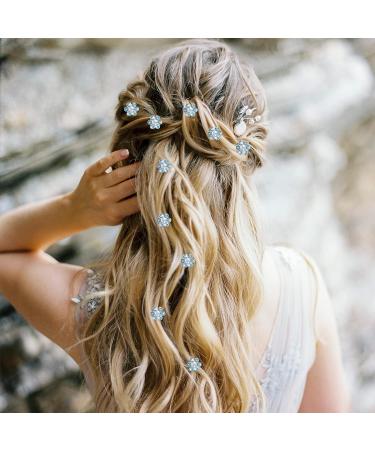 Yission 20Pcs Mini Rhinestone Flower Hair Clips - Blue Hair Pins for Women and Girls | Wedding & Bridal Hair Accessories - Buy Online on GoSupps.com