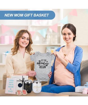 Pregnancy Gifts for First Time Moms Dad  Mommy and Daddy Est 2022 Stainless Steel Wine Tumbler Set with Onesie Baby Socks Drool Bib and Decision Coin - Top New Parents Gifts Idea for Gender Reveal - Buy Online on GoSupps.com