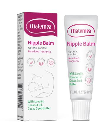 Nipple Balm - Nipple Cream Pregnancy Essential with Lanolin Cocoa Butter Coconut Oil & Shea Butter - Skin-Safe & Perfume-Free - Soothing Nipple Balm Breastfeeding Care by Maternea (20ml)