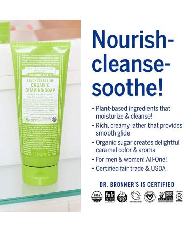 Dr. Bronner Shaving Soap - Lemongrass Lime | Refreshing and Natural Shave - Buy Online on GoSupps.com