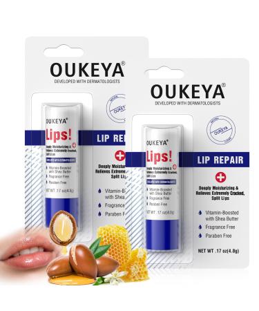 2PCS Medicated Lip Balm Hydrating w/Petrolatum Shea Butter Beeswax 100% Natural Ingredients Organic Lip Butter Balm & Moisturizers Lip Repair For Dry Cracked Lips Overnight Lip Treatment 0.17 Ounce (Pack of 2)