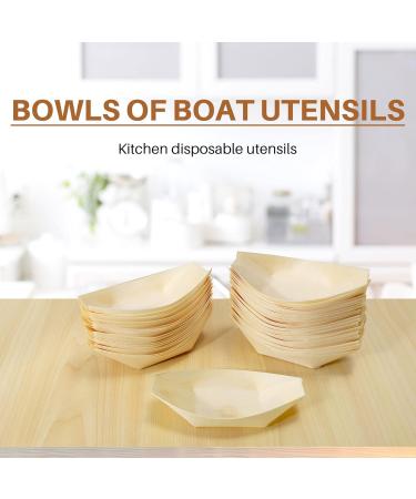 Firstrays 50x Finger Food - Bowls Boat" Biodegradable Wood 11 cm x 6.5 cm - Buy Online on GoSupps.com