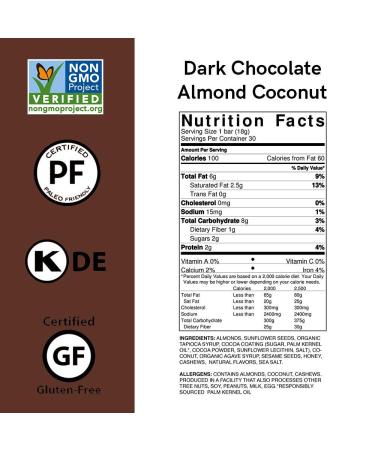 Caveman Foods Dark Chocolate Almond Coconut Mini Snack Bars - 30 Count - Buy Online on GoSupps.com
