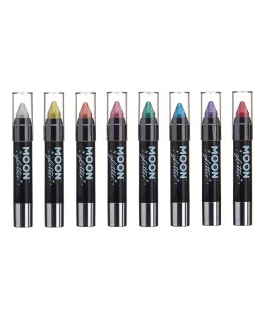 Holographic Glitter Touch Up Pen/Body Chalk Make up for the Face & Body by Moon Glitter - 3.5gr - Set of 8 colours