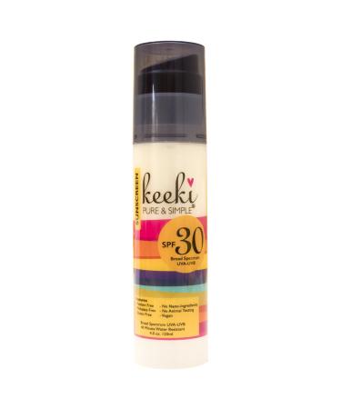 Broad Spectrum Sunscreen SPF 30 | UVA/UVB Protection | Shield Against Skin Aging & Wrinkling | Cruelty-Free Vegan All Natural | Water Resistant | Perfect for Sensitive Skin by Keeki Pure & Simple SPF-30