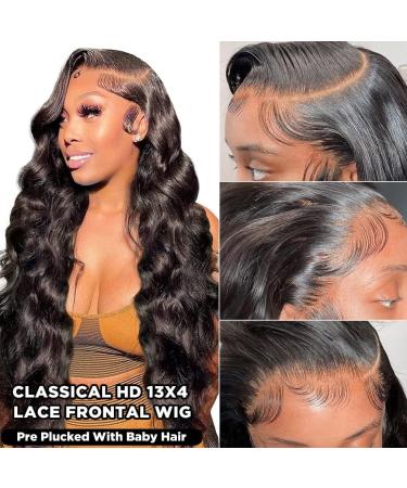 28 Inch HD Lace Front Human Hair Wig 150% Density Body Wave Brazilian Hair - Transparent Lace Frontal, Glueless & Long for Women (150% / 180% Density) - Buy Online on GoSupps.com