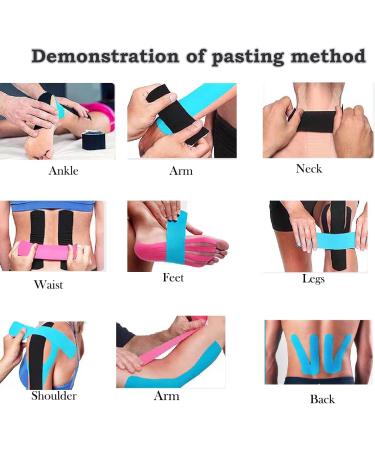 Kinesiology Tape Pro - Breathable Latex-Free Athletic Tape for Ankle & Knee Support | 3 Rolls & 60 Precut Strips - Ideal for Running Tennis & Sports Activities - Buy Online on GoSupps.com