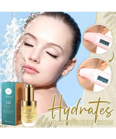 24k Gold Face Serum with Hyaluronic Acid, Vitamin E & C | Brightens, Firms, and Treats Acne | Anti-Aging & Anti-Wrinkles | For All Skin Types | Day & Night Use - Buy Online on GoSupps.com