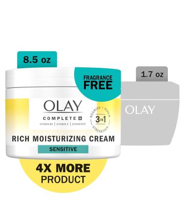 Olay Complete+ Rich Moisturizing Cream Fragrance-Free 8.5 OZ | 3-in-1 Hydrating Face Cream for Dry Skin with Vitamin B3 E & Ceramides - Shop Internationally - Buy Online on GoSupps.com