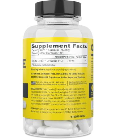 Buy Creatine HCl Capsules - 90 Count for Muscle Cognitive & Immune Health Support - Buy Online on GoSupps.com
