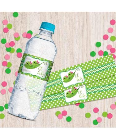 Peas in a Pod Twin Girl Baby Shower Water Bottle Sticker Wrappers - 20 Waterproof Labels 1.75 x 8.5 by AmandaCreation - Buy Online on GoSupps.com