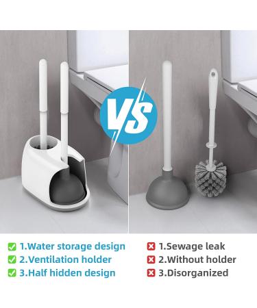 Bthiner 2 in 1 Toilet Brush and Plunger Set with Holder - Bathroom Accessories Combo for Deep Cleaning - Buy Online on GoSupps.com