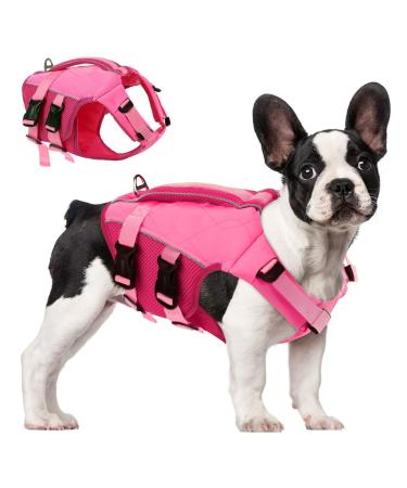 Asenku Dogs Wowers for Small Medium Large Dogs adjustable & ripstop Dog chimney with handle and reflective for boating swimming surfing S pink