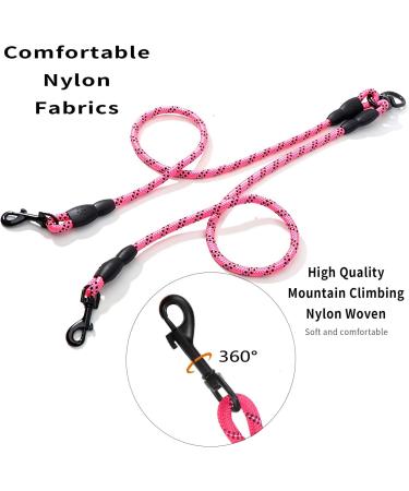 DDSCOLOUR Double Dog Leash Coupler No Tangle 360 Swivel Reflective Double Lead Dual Two Dog Lead Splitter fo Fits Small Medium Large Dogs 30 inch(Diameter:0.8-1.2cm) Pink 0.5"(1.2cm) Pink - Buy Online on GoSupps.com