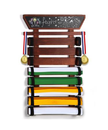 TIPSYTREE Karate Belt Display Rack with Handwritable Blackboard, 8 Taekwondo Belt Display Rack with DIY Board,Personalization Taekwondo Belt Display for Kids, Karate Belt Holder BJJ Belt Display