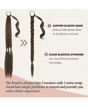 Buy BARSDAR 66cm Braided Ponytail Extension - Natural Soft Rubber Wrap Dark Brown Strawberry Blonde Mix - Synthetic Hair for Women (Pack of 1) - Buy Online on GoSupps.com