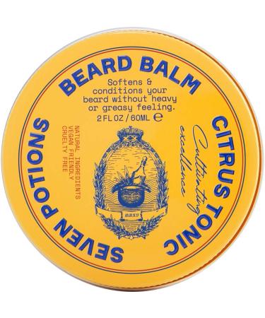 Seven Potions Soft Beard Balm for Men Conditioning Beard Softener to Nourish Skin Facial Hair and Stop Beard Itch All-Natural Vegan Cruelty Free (Citrus Tonic) - Buy Online on GoSupps.com