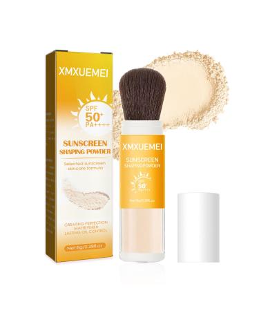 Mineral Sunscreen Setting Powder SPF 50+ PA++++ Translucent Powder Sunscreen for Face Lasting Matte Oil Control Brush Face Powder Lightweight & Water Resistant Makeup Setting Powder