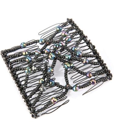BORDSTRACT Magic Hair Comb Elastic Beaded Double Comb Hair Clip for Long Lasting Updo Popular Hairstyles (Black) Random - Buy Online on GoSupps.com