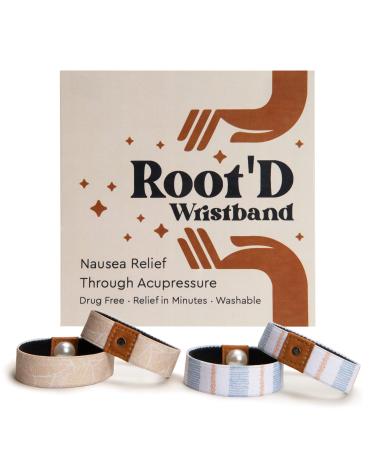 Root'd Nausea Relief Acupressure Wristbands (2 Pairs) | Alleviate Nausea from Motion Sickness (Sea Car Cruise) Morning Sickness/Pregnancy Chemo Vertigo Migraine (Small)