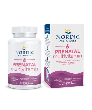 Nordic Naturals Prenatal Multivitamin for Women - Daily Vegetarian Prenatal Vitamins - 22 Essential Nutrients Including B6 Folate and Iron - 60 Tablets - 30 Servings - Buy Online on GoSupps.com