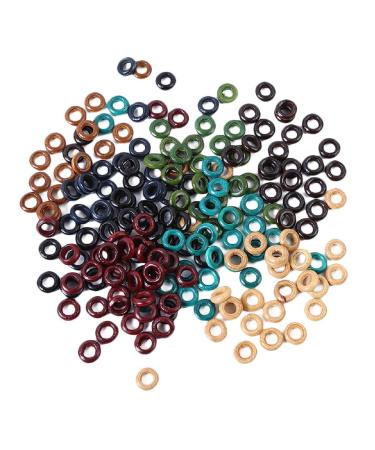 chiwanji 100pcs Mixed Color Imitation Wood Beads Wholesale Dread Lock Hair Beads Braid Rings Loose Beads DIY Accessories